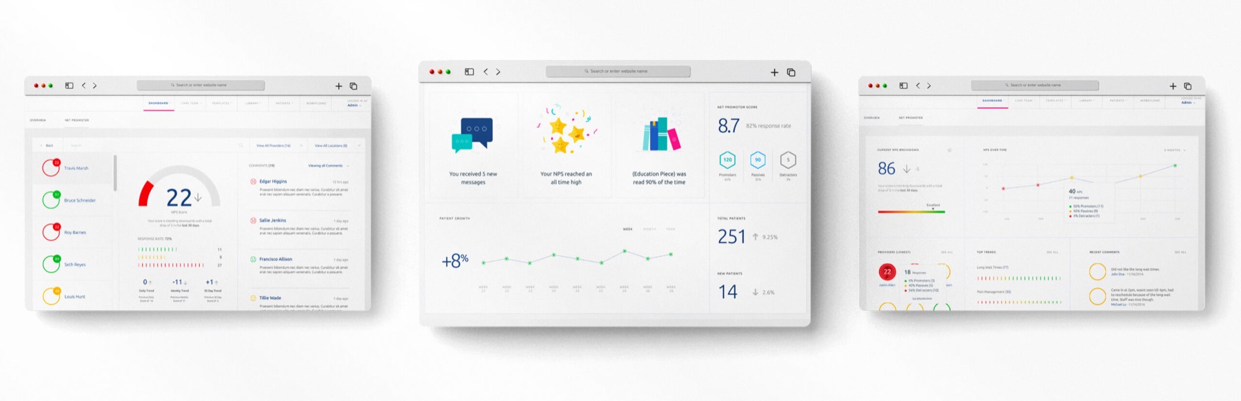 Physical therapy dashboard product design